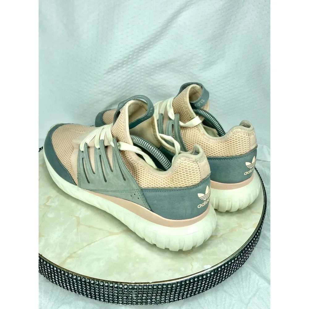 Adidas Tubular Radial Running Shoes Men Sz 11 Pink Grey Low Top Sporty Sneakers